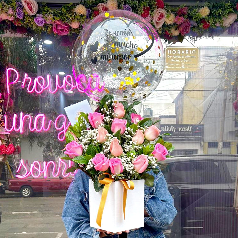 Arreglo Floral de Rosas Rosadas