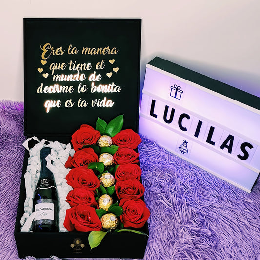 Box de Rosas con Chocolates y Riccadonna